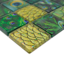 Załaduj obraz do przeglądarki galerii, Mozaika szklana kolor zielony połysk T 637