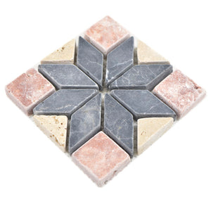 Mozaika kamienna - trawertyn kolor mix beżowy czerwony czarny mat T 318