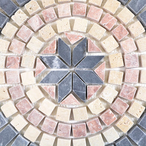 Mozaika kamienna - trawertyn kolor mix beżowy czerwony czarny mat T 320