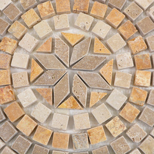 Mozaika kamienna - trawertyn mix kolor beżowy brązowy złoty mat T 326