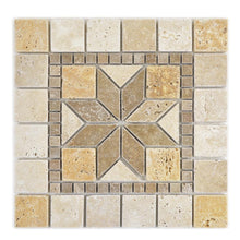 Załaduj obraz do przeglądarki galerii, Mozaika kamienna - trawertyn mix kolor beżowy brązowy złoty mat T 325