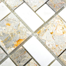 Załaduj obraz do przeglądarki galerii, Mozaika kamienna - marmur kolor mix jany szary biały połysk T 306
