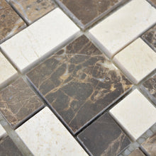 Załaduj obraz do przeglądarki galerii, Mozaika kamienna - marmur kolor brązowy beżowy połysk T 228