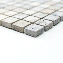 Załaduj obraz do przeglądarki galerii, Mozaika kamienna - traweryn kolor mix biały szary mat T 362