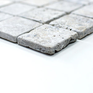 Mozaika kamienna - traweryn kolor mix biały szary mat T 363