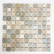 Załaduj obraz do przeglądarki galerii, Mozaika kamienna - kwarcyt kolor mix beżowy szary mat T 216
