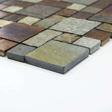 Załaduj obraz do przeglądarki galerii, Mozaika mix kwadraty, kamień, miedź T33