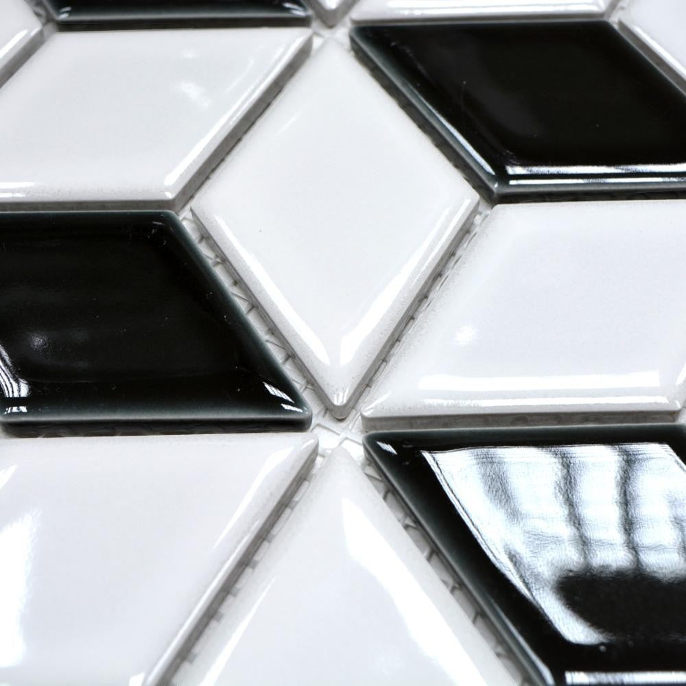 Aranżacja Mozaika ceramiczna kolor mix czarny biały połysk T 126