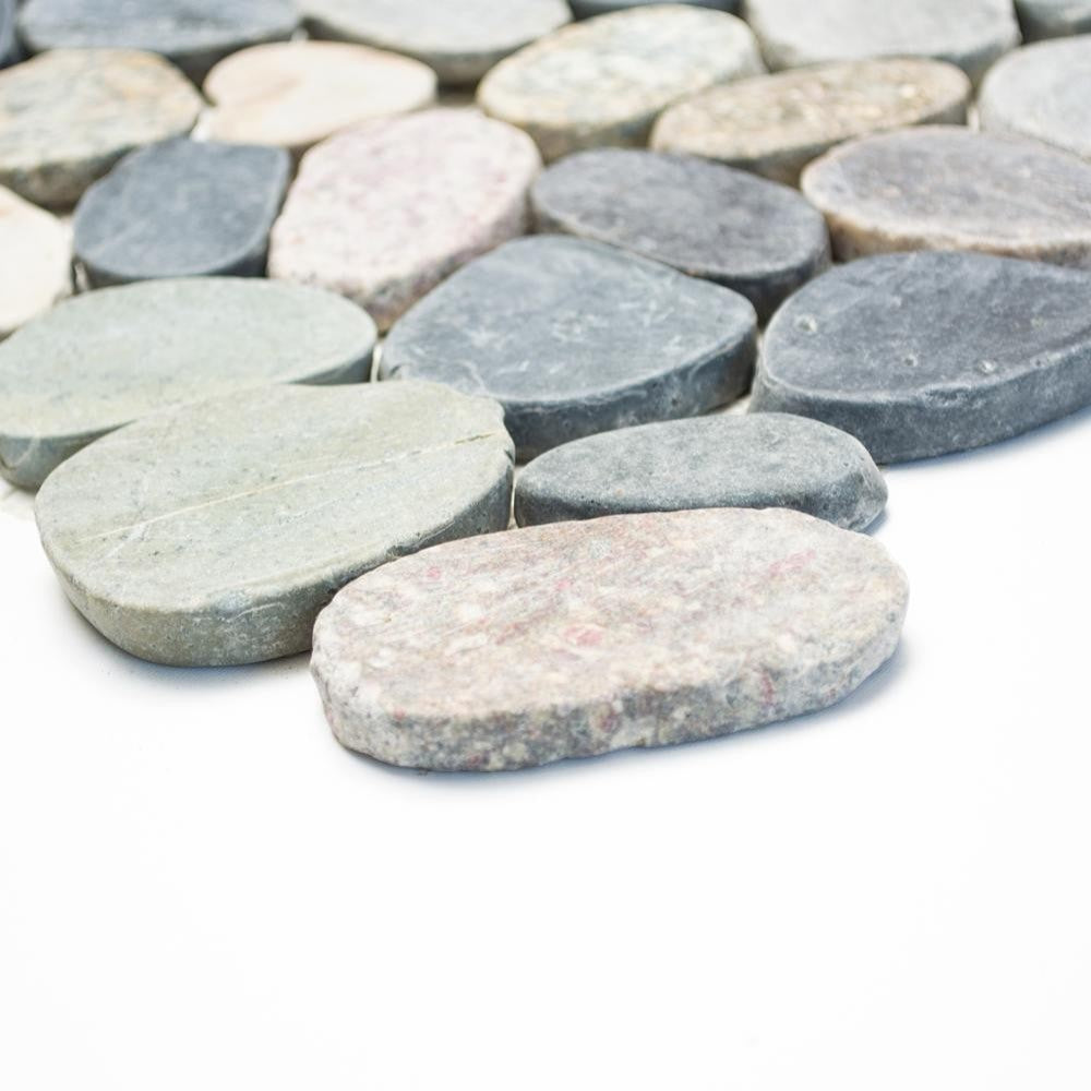 Aranżacja Kamień naturalny - rzeczny kolor mix biały żółty mat