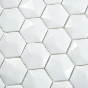 Mozaika szklana kolor biały mat hexagon T 500