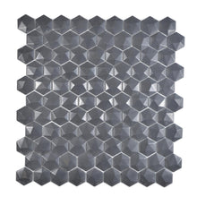Załaduj obraz do przeglądarki galerii, Mozaika szklana kolor czarny mat hexagon T 512
