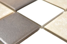 Załaduj obraz do przeglądarki galerii, Mozaika ceramiczna kolor beżowo-brązowy mat - kwadrat
