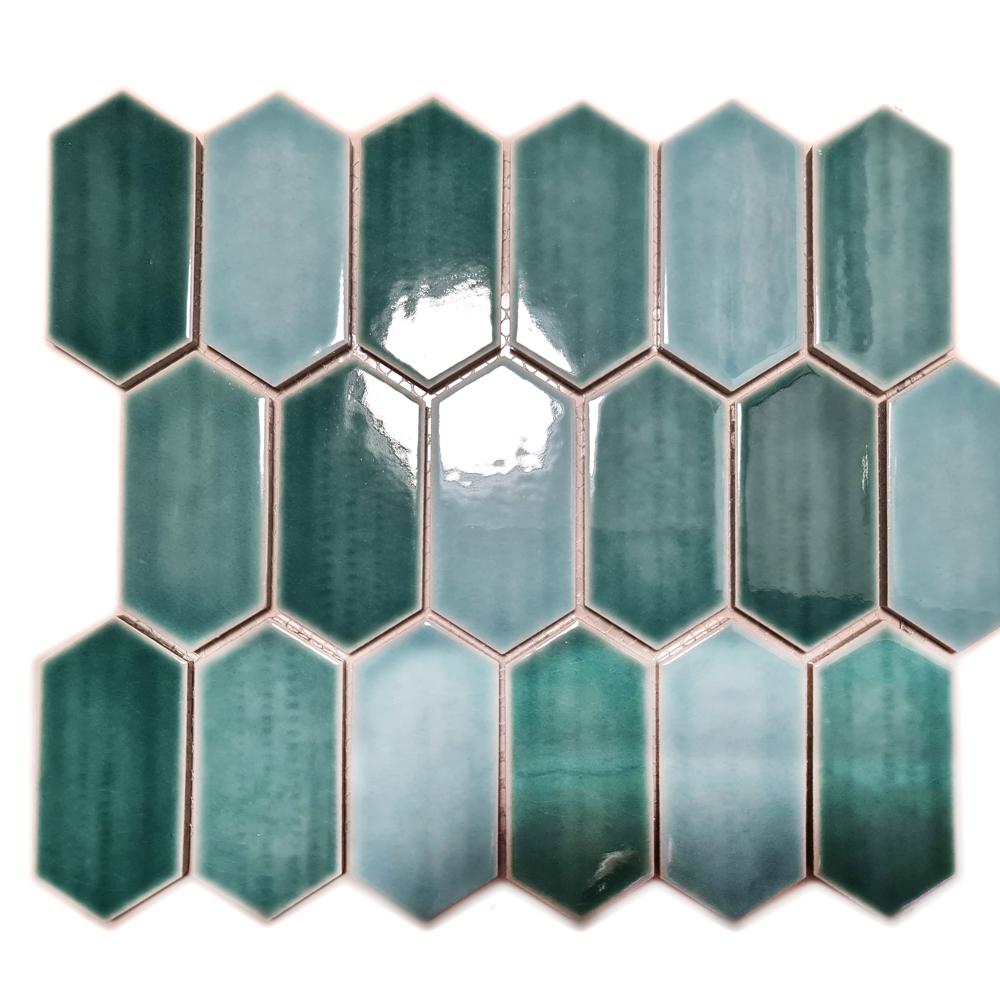 Mozaika ceramiczna kolor zielony połysk hexagon T 182