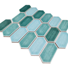 Załaduj obraz do przeglądarki galerii, Mozaika ceramiczna kolor zielony połysk hexagon T 182
