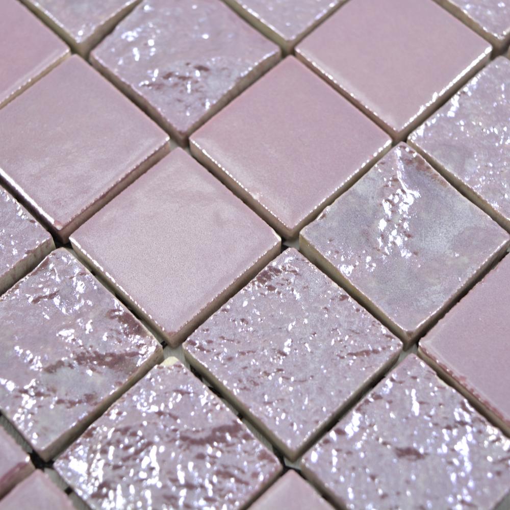 Aranżacja Mozaika ceramiczna kolor ciemny różowy połysk T 45