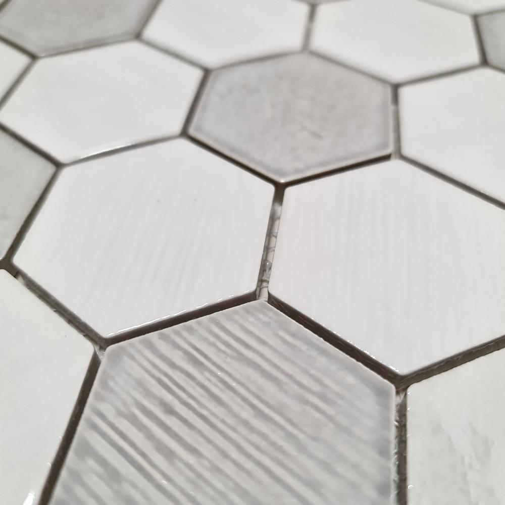 Aranżacja Mozaika ceramiczna kolor biały połysk hexagon T 21