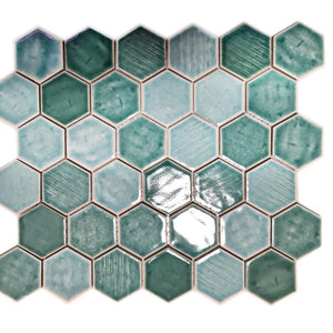 Mozaika ceramiczna kolor zielony połysk hexagon T 183