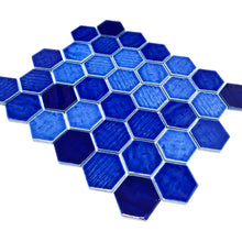 Załaduj obraz do przeglądarki galerii, Mozaika ceramiczna kolor niebieski połysk hexagon T 149
