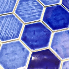 Załaduj obraz do przeglądarki galerii, Mozaika ceramiczna kolor niebieski połysk hexagon T 149
