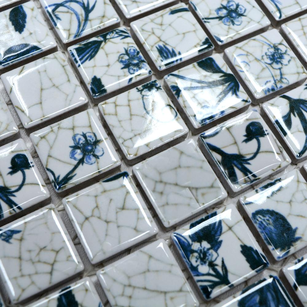 Aranżacja Mozaika ceramiczna kolor mix biały niebieski połysk T 113