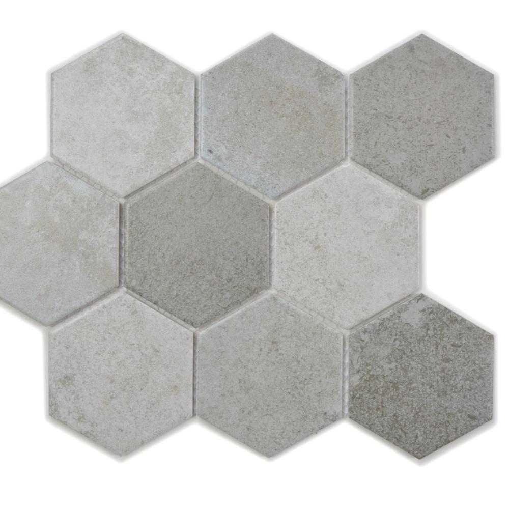 Mozaika ceramiczna kolor szary mat hexagon T 162