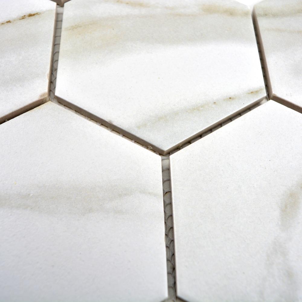 Aranżacja Mozaika ceramiczna kolor biały mat hexagon T3