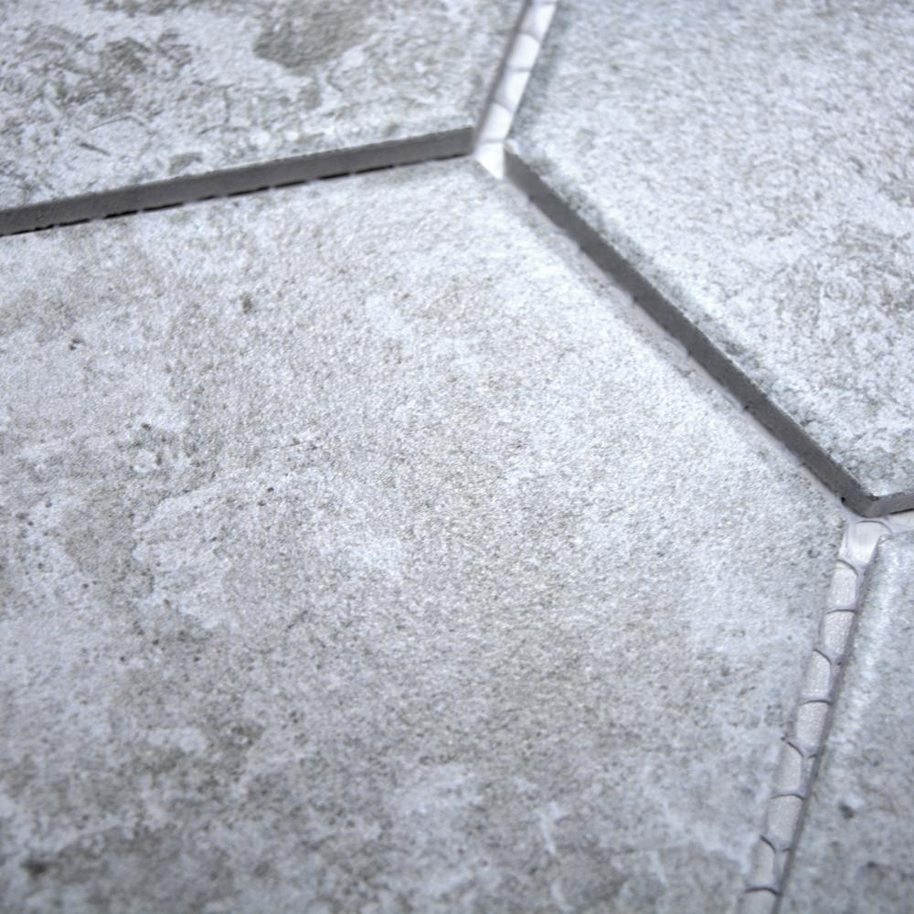 Aranżacja Mozaika ceramiczna kolor szary mat hexagon T 163