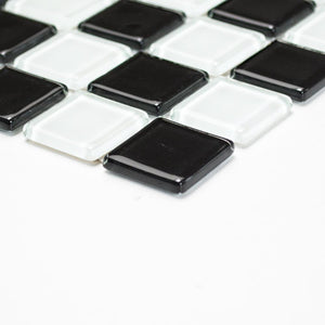 Mozaika szklana kolor mix czarny biały połysk T 589