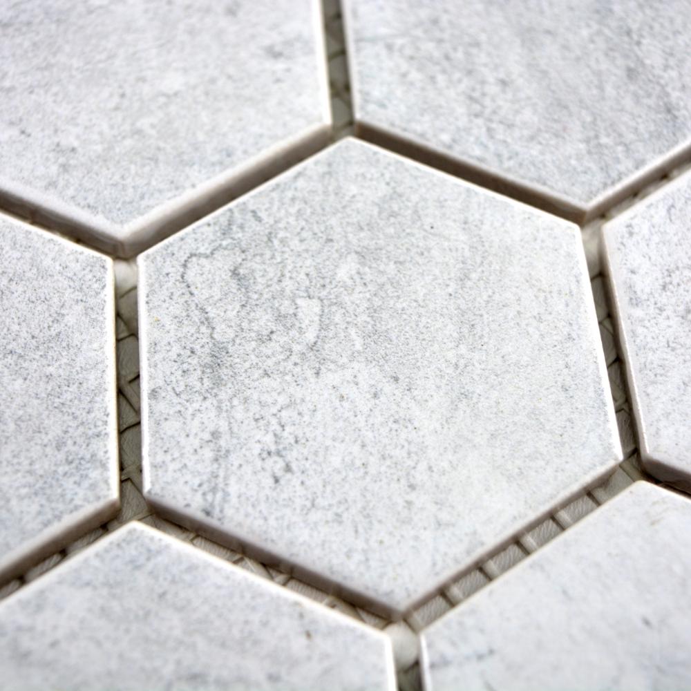 Aranżacja Mozaika ceramiczna kolor szary mat hexagon T 164