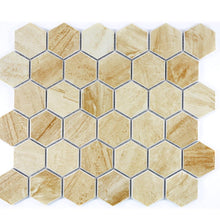Załaduj obraz do przeglądarki galerii, Mozaika ceramiczna kolor beżowy żółty mat hexagon
