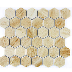 Mozaika ceramiczna kolor beżowy żółty mat hexagon