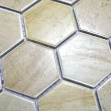 Załaduj obraz do przeglądarki galerii, Mozaika ceramiczna kolor beżowy żółty mat hexagon
