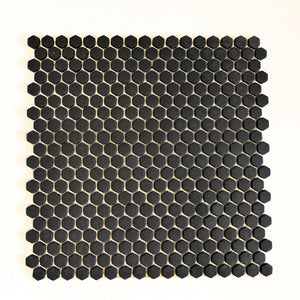 Mozaika szklana kolor czarny mat hexagon T 513