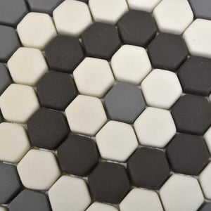Mozaika szklana kolor szary czarny biały mat hexagon T 549