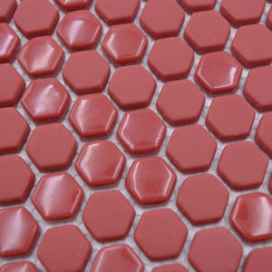 Mozaika szklana kolor czerwony mat hexagon T 517