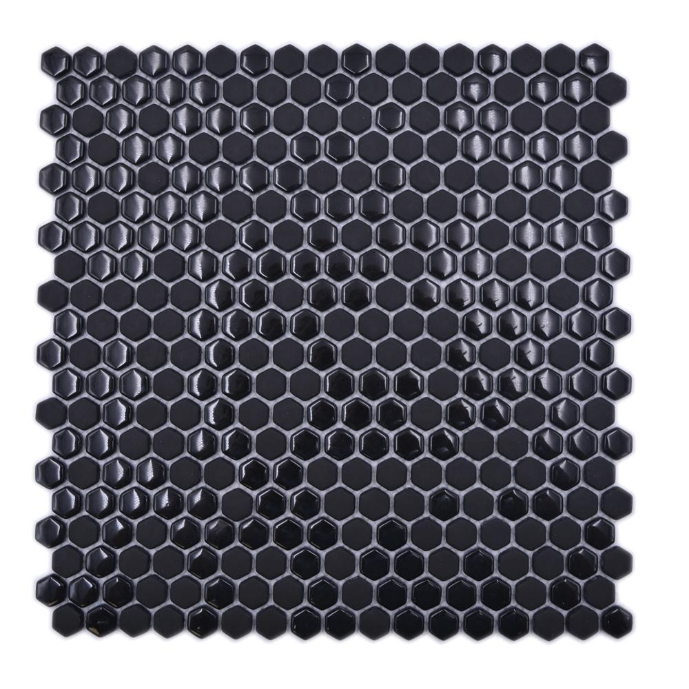 Mozaika szklana kolor czarny mat hexagon T 514