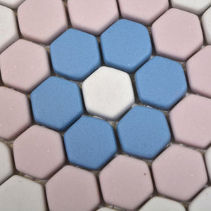Mozaika szklana kolor mix niebieski różowy biały mat hexagon T 533