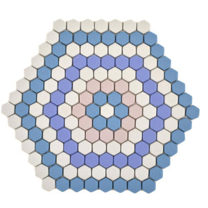 Mozaika szklana kolor mix niebieski różowy biały mat hexagon T 533