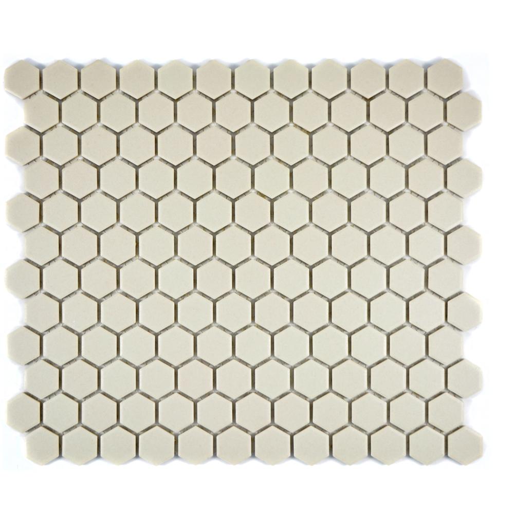 Mozaika ceramiczna kolor biały - beż mat hexagon T1