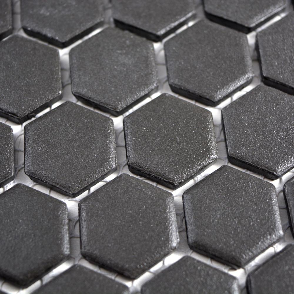 Aranżacja Mozaika ceramiczna kolor czarny mat hexagon mały