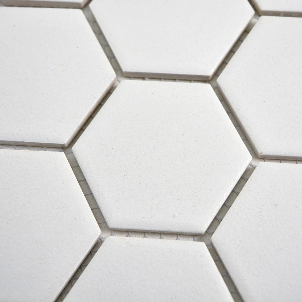 Aranżacja Mozaika ceramiczna kolor biały mat hexagon T2