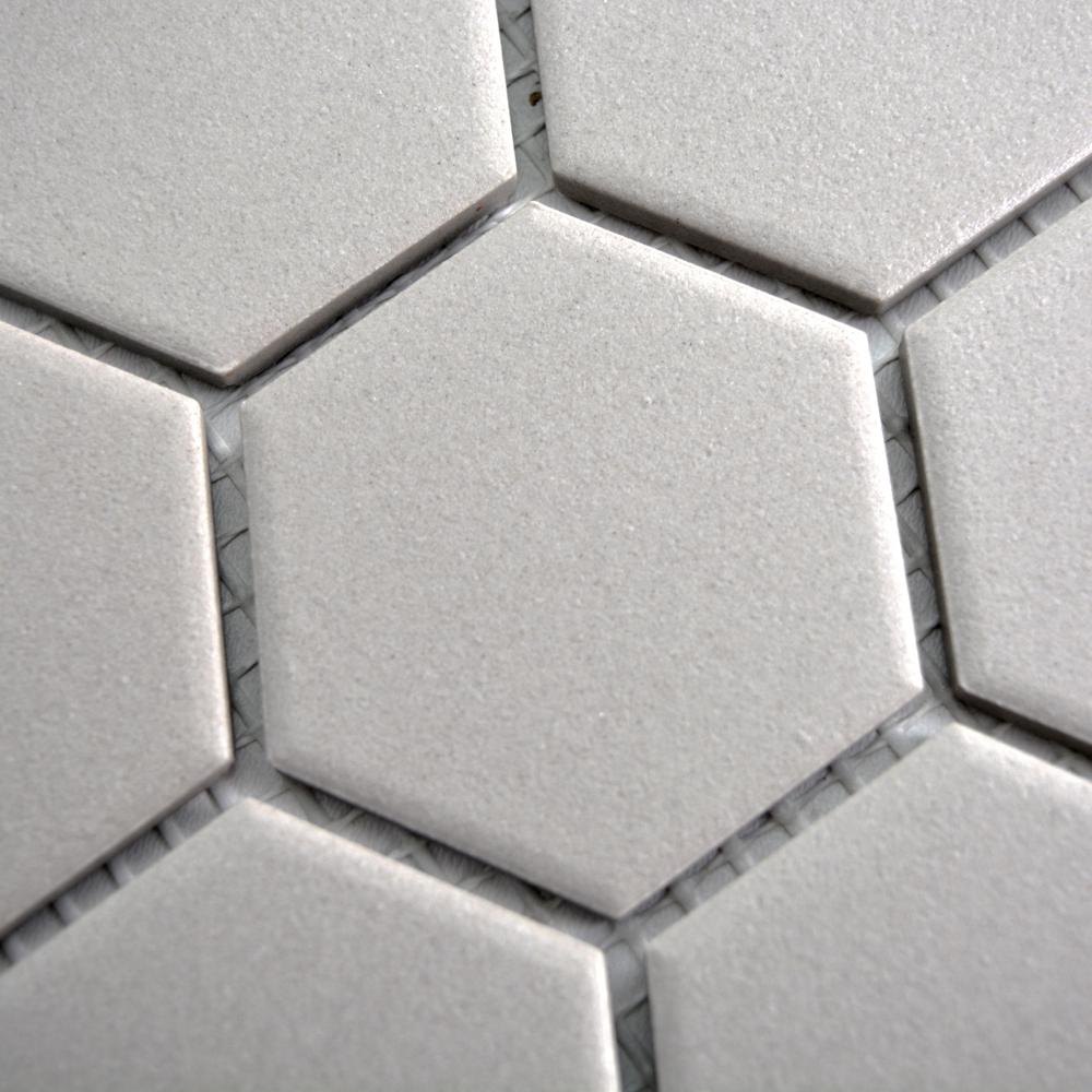 Aranżacja Mozaika ceramiczna kolor jasny szary mat hexagon