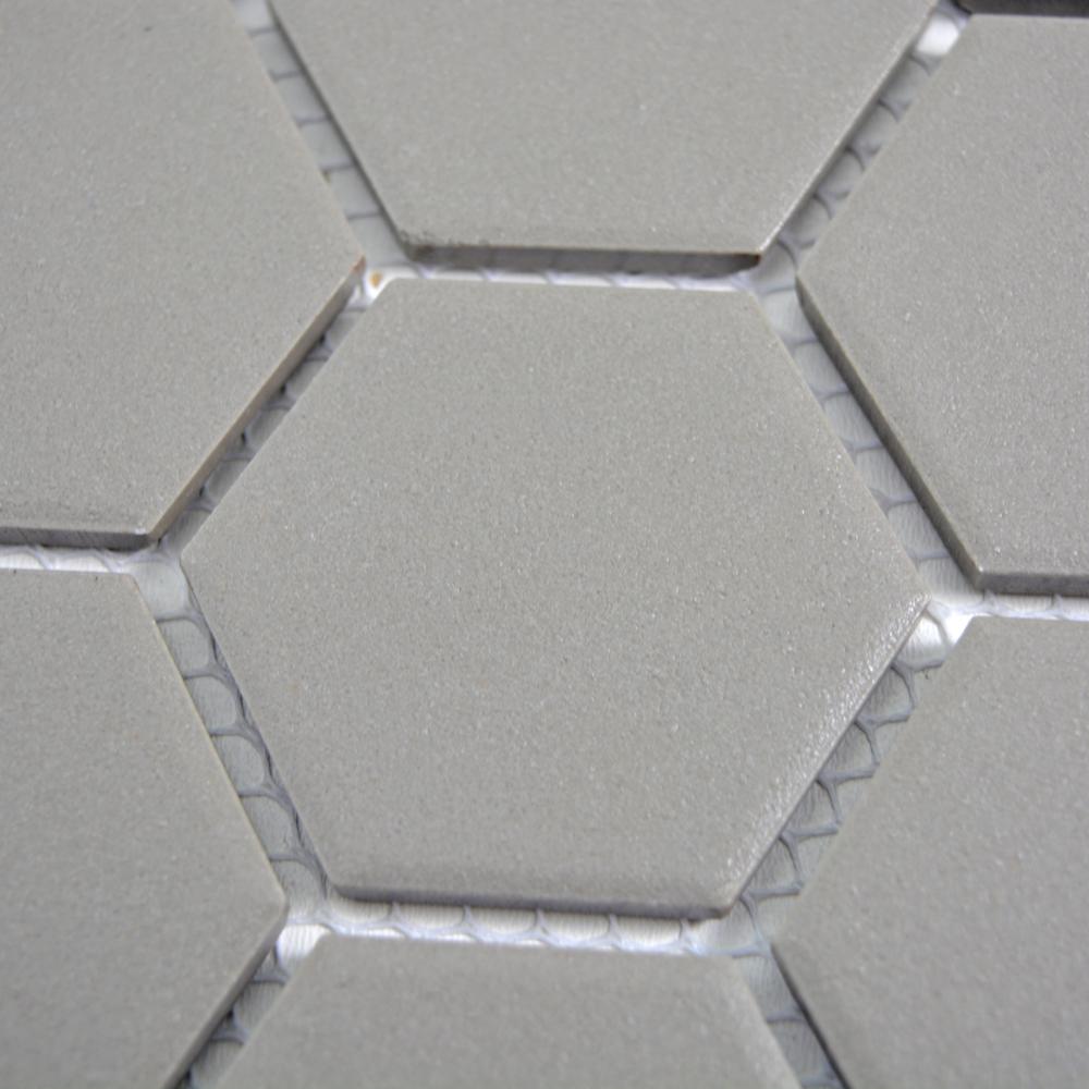 Aranżacja Mozaika ceramiczna kolor szary mat hexagon