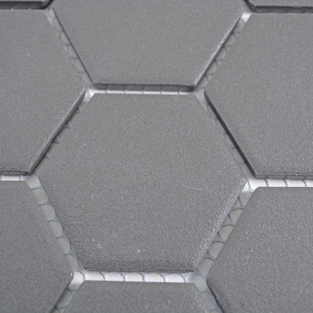 Aranżacja Mozaika ceramiczna kolor ciemno szary mat hexagon