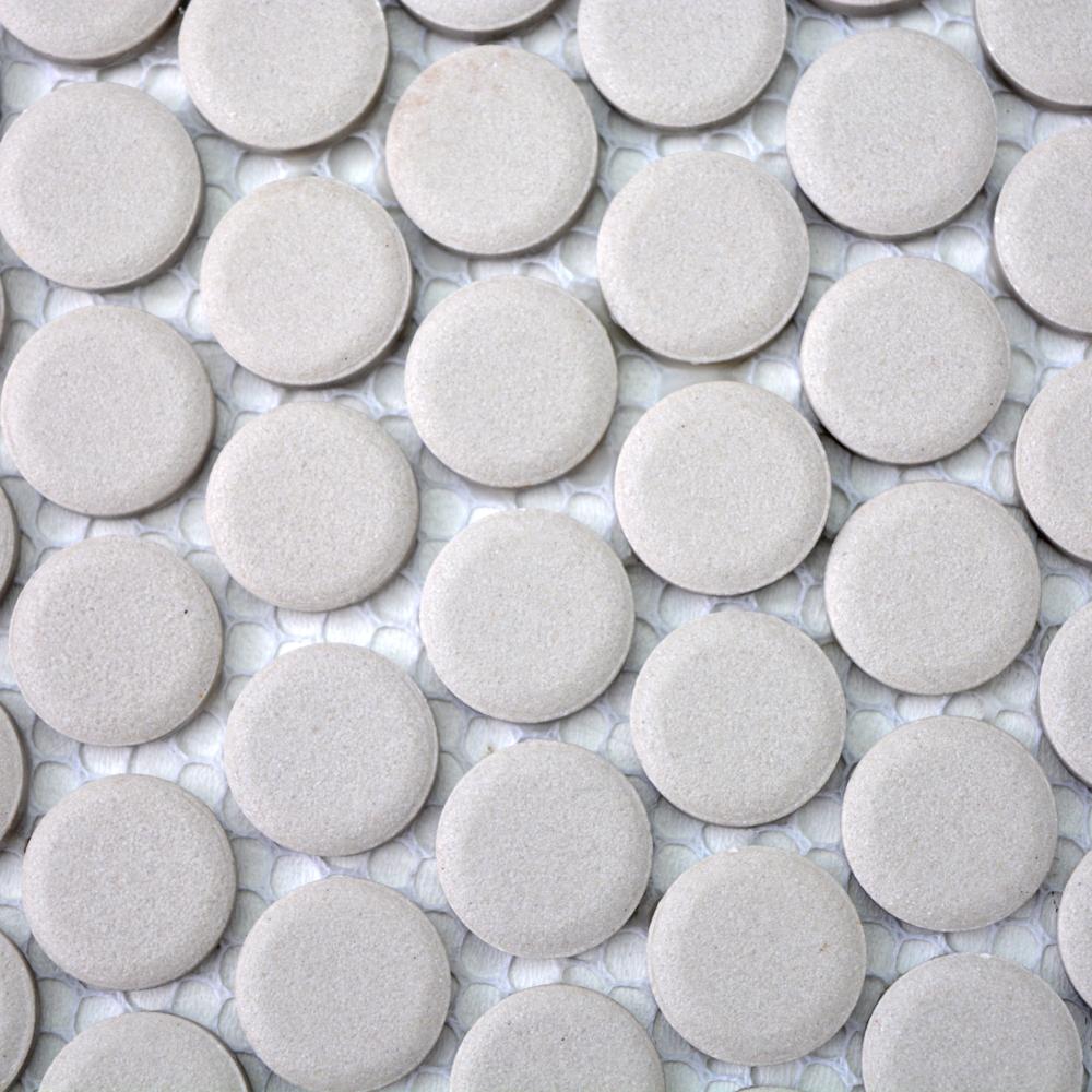 Aranżacja Mozaika ceramiczna kolor jasny szary mat kółka