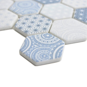 Mozaika szklana kolor jasny niebieski mat hexagon T 521