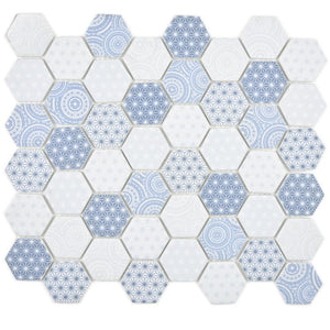 Mozaika szklana kolor jasny niebieski mat hexagon T 521