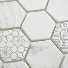 Załaduj obraz do przeglądarki galerii, Mozaika szklana kolor biały mat hexagon T 502
