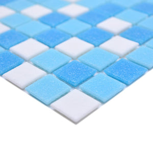 Mozaika szklana kolor mix biały niebieski połysk T 526
