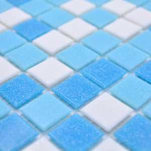 Mozaika szklana kolor mix biały niebieski połysk T 526